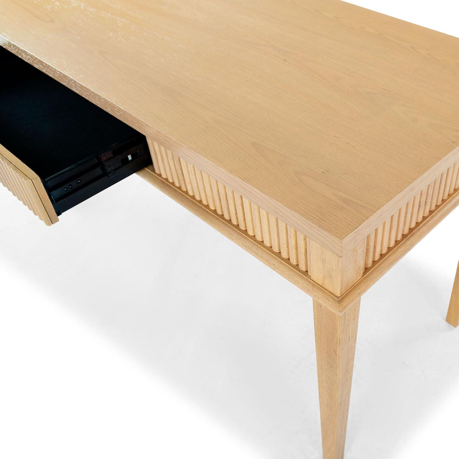 image:imageSAFAVIEH Couture Collection Shelbie Black 1Drawer Reeded Computer Table Office Writing DeskOakBlack