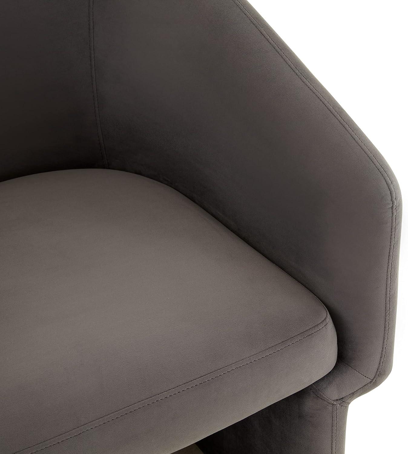 image:imageSAFAVIEH Couture Collection Susie Navy Velvet Barrel Back Accent Chair Fully AssembledDark Grey