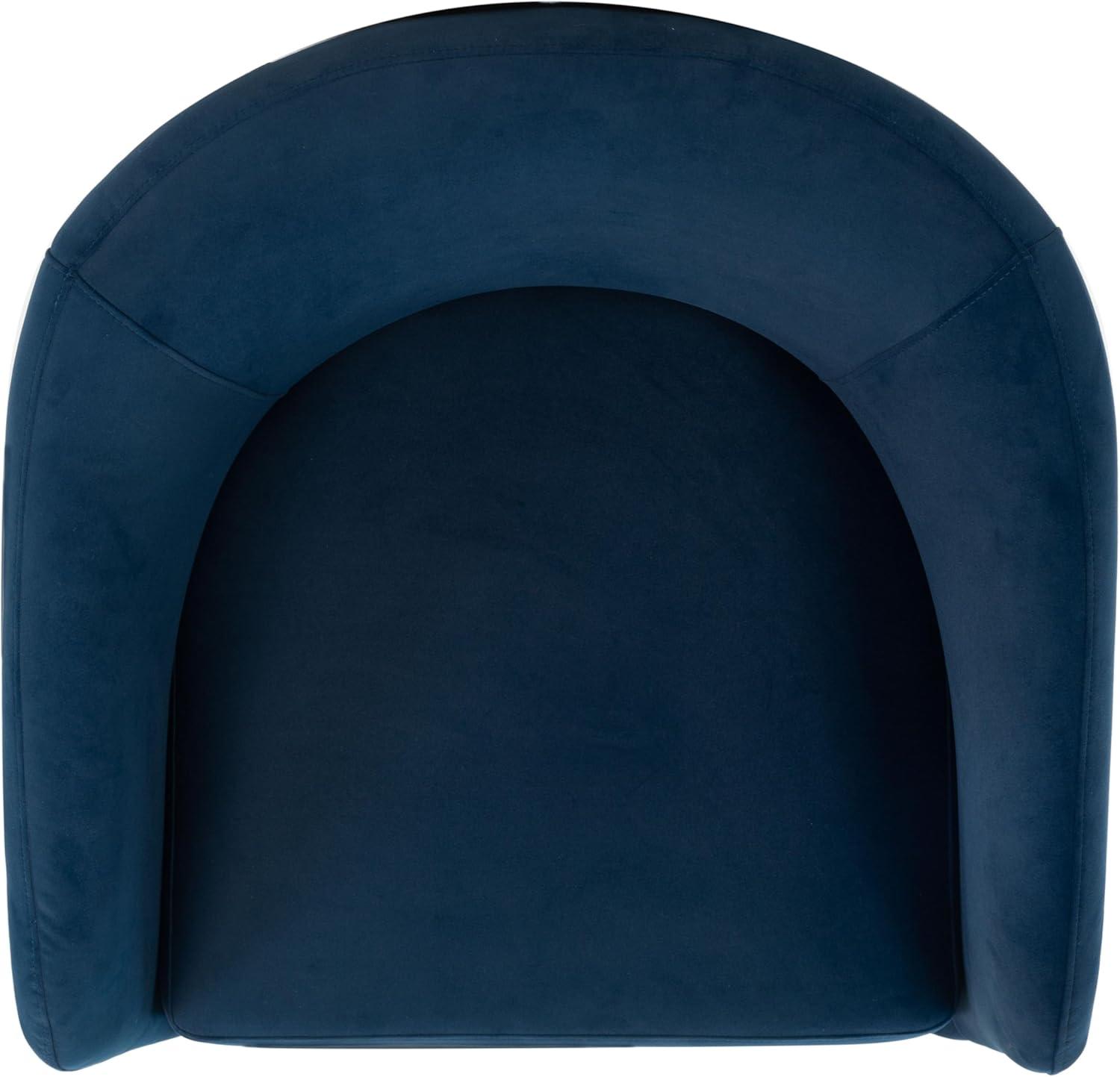 image:imageSAFAVIEH Couture Collection Susie Navy Velvet Barrel Back Accent Chair Fully AssembledNavy