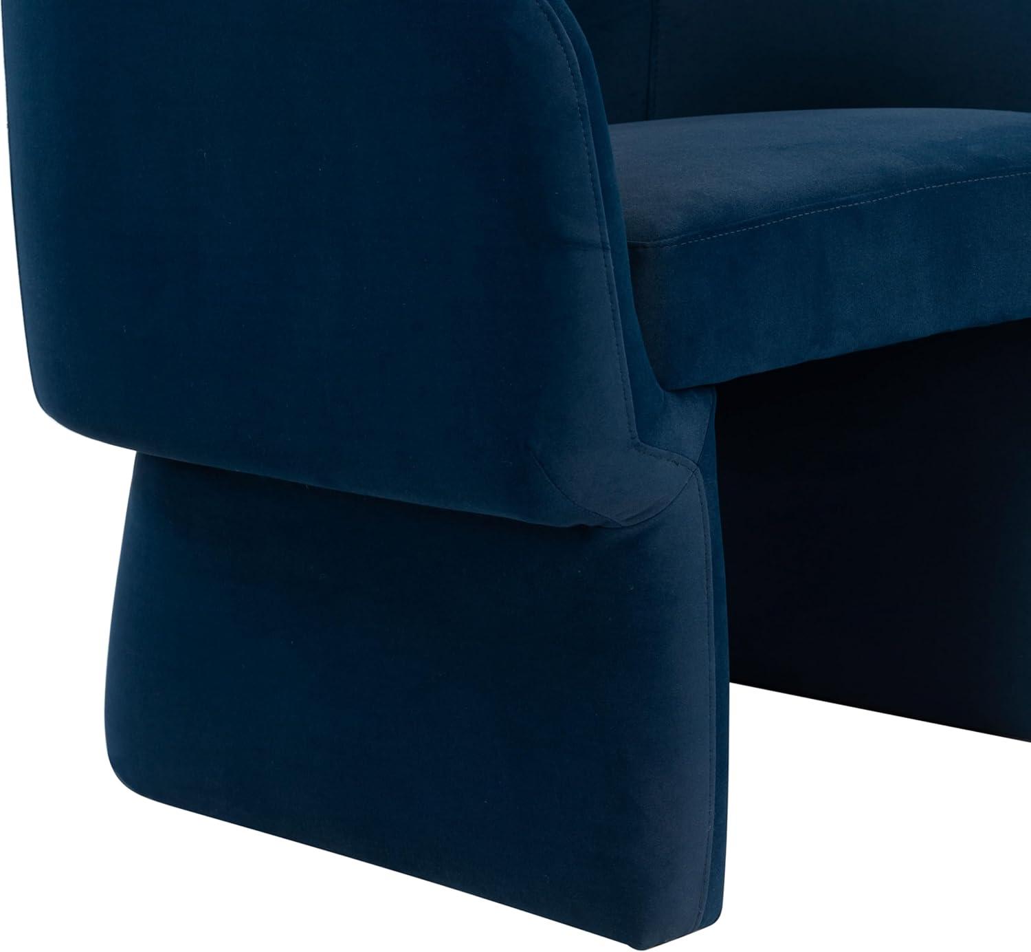 image:imageSAFAVIEH Couture Collection Susie Navy Velvet Barrel Back Accent Chair Fully AssembledNavy