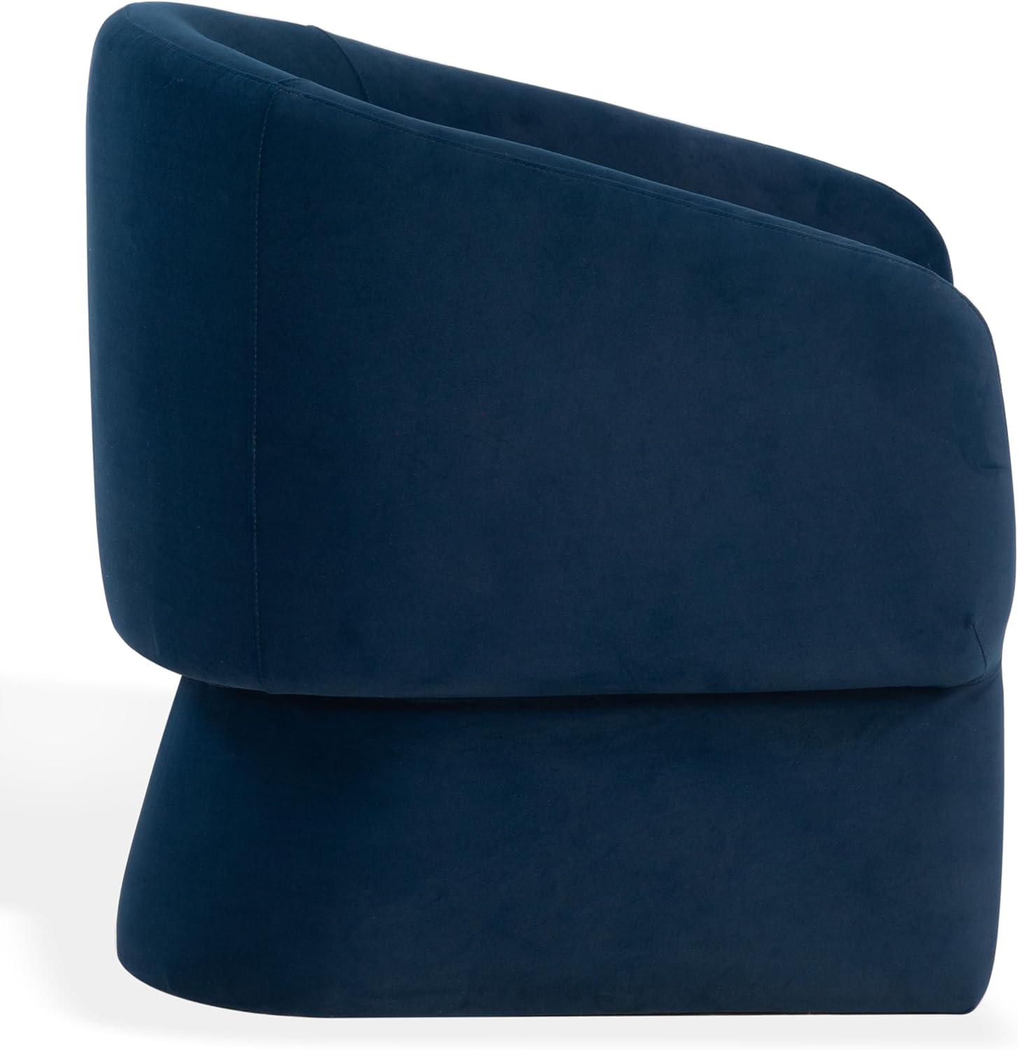 image:imageSAFAVIEH Couture Collection Susie Navy Velvet Barrel Back Accent Chair Fully AssembledNavy