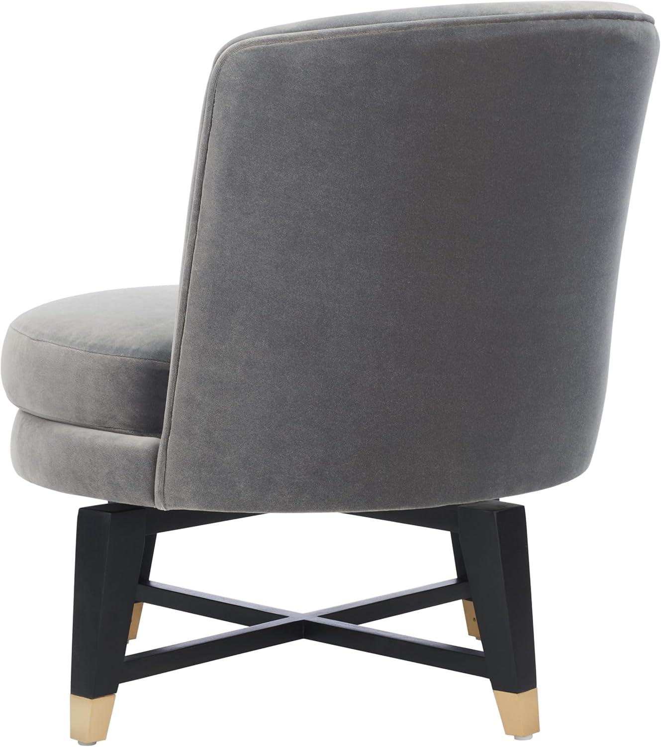 image:imageSAFAVIEH Couture Collection Trinity Charcoal Grey Velvet Swivel Accent Chair