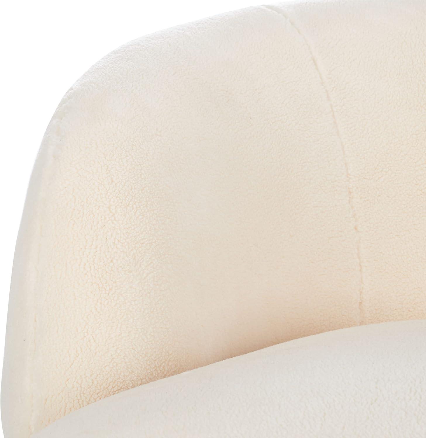 image:imageSAFAVIEH Couture Flynn Faux Lamb Wool Swivel ChairIvory Gold