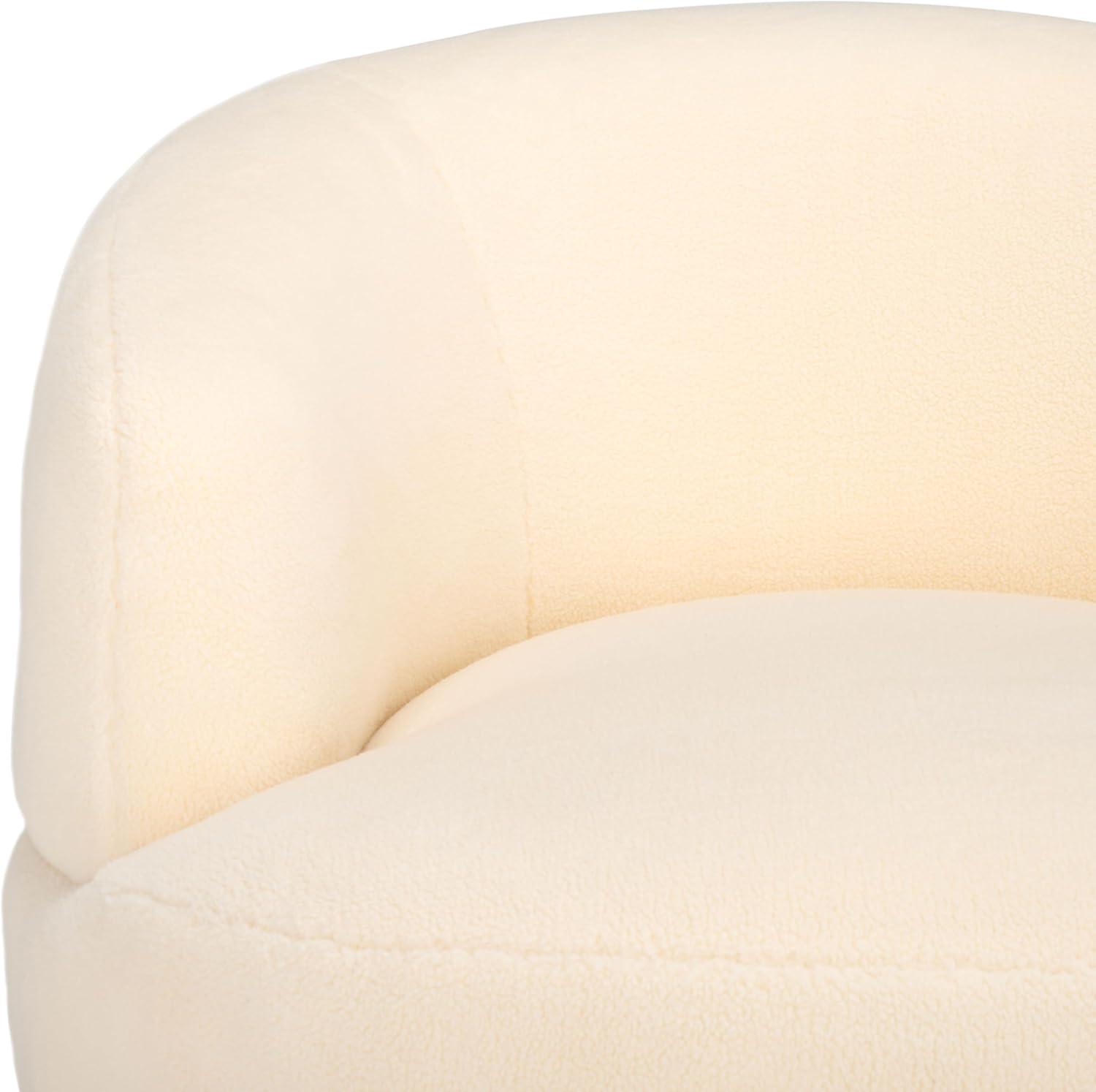 image:imageSAFAVIEH Couture Flynn Faux Lamb Wool Swivel ChairIvory Gold