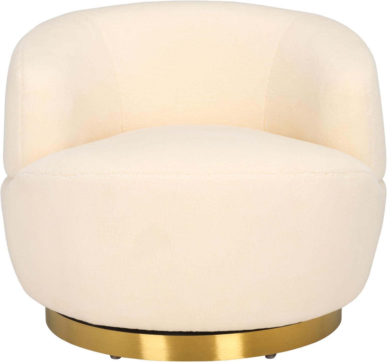 image:imageSAFAVIEH Couture Flynn Faux Lamb Wool Swivel ChairIvory Gold