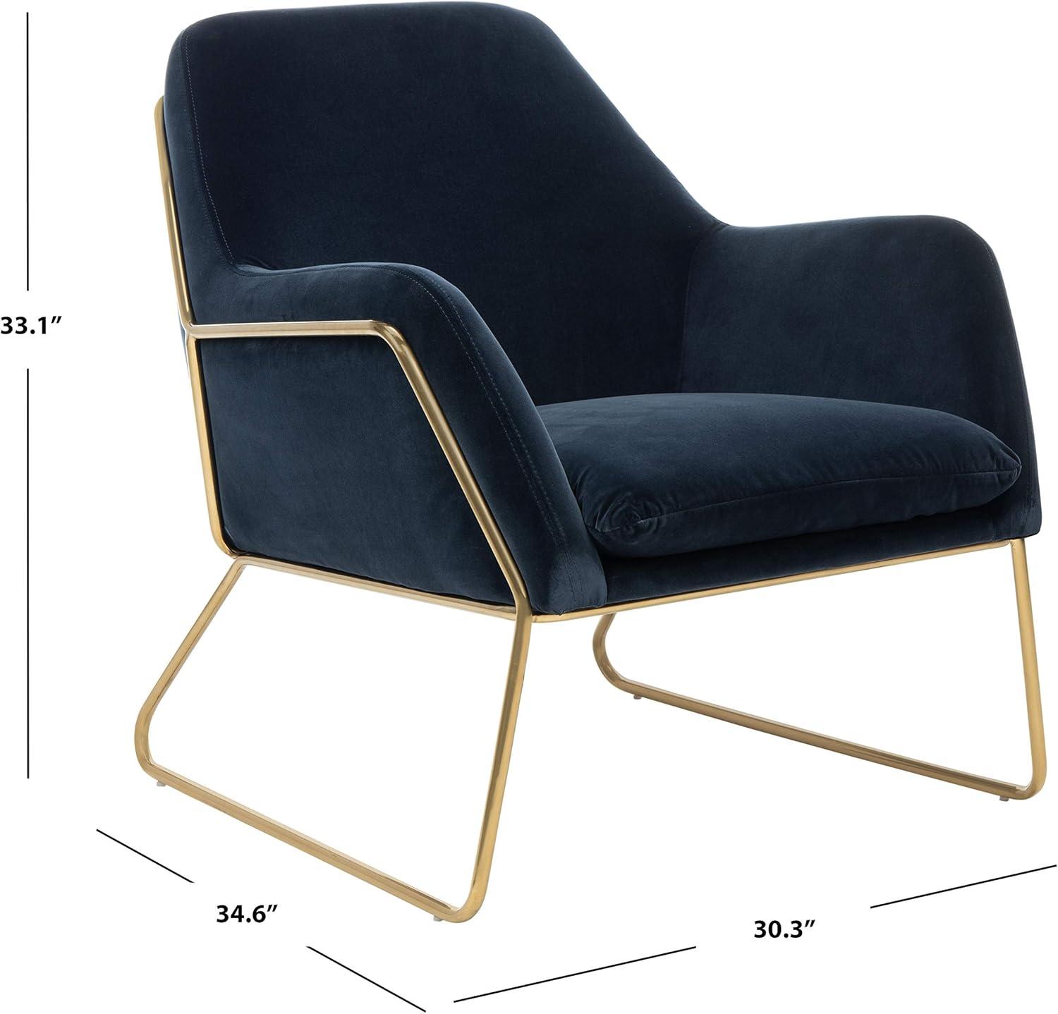 image:imageSafavieh Couture Home Misty Glam Navy Blue Velvet Accent ChairNavyGold