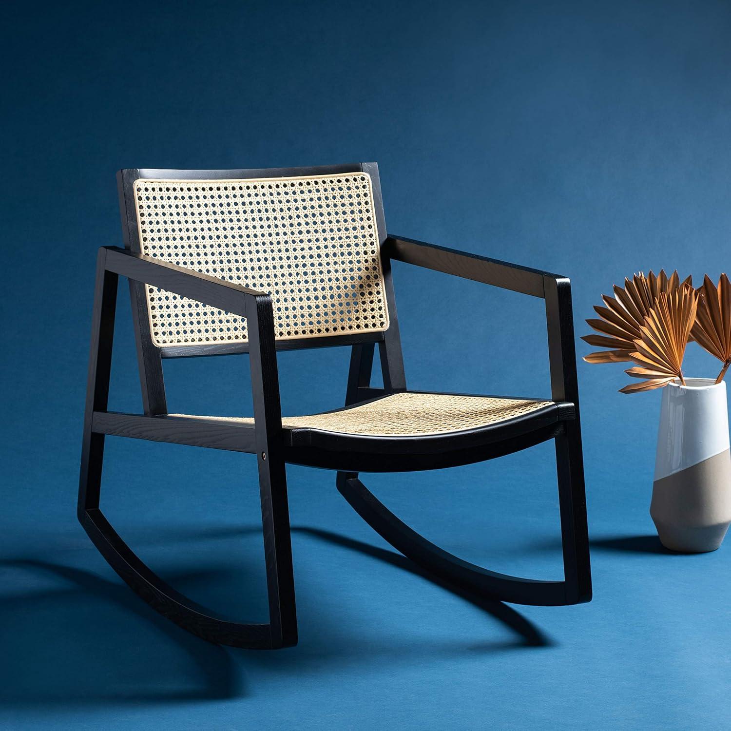 image:imageSafavieh Couture Perth Natural Rattan Rocking ChairBlack Natural