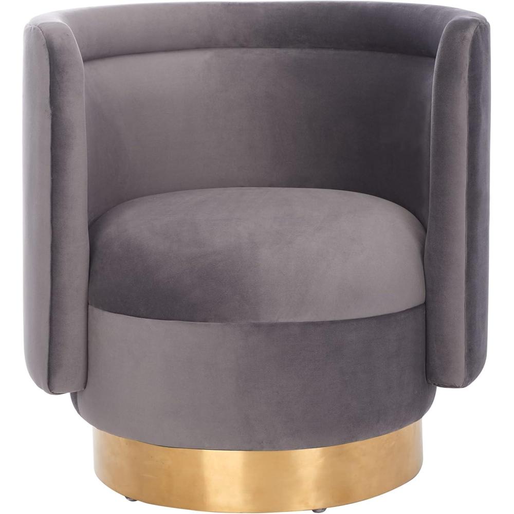 image:imageSAFAVIEH Couture Brynlee Swivel Accent ChairSlate Gold
