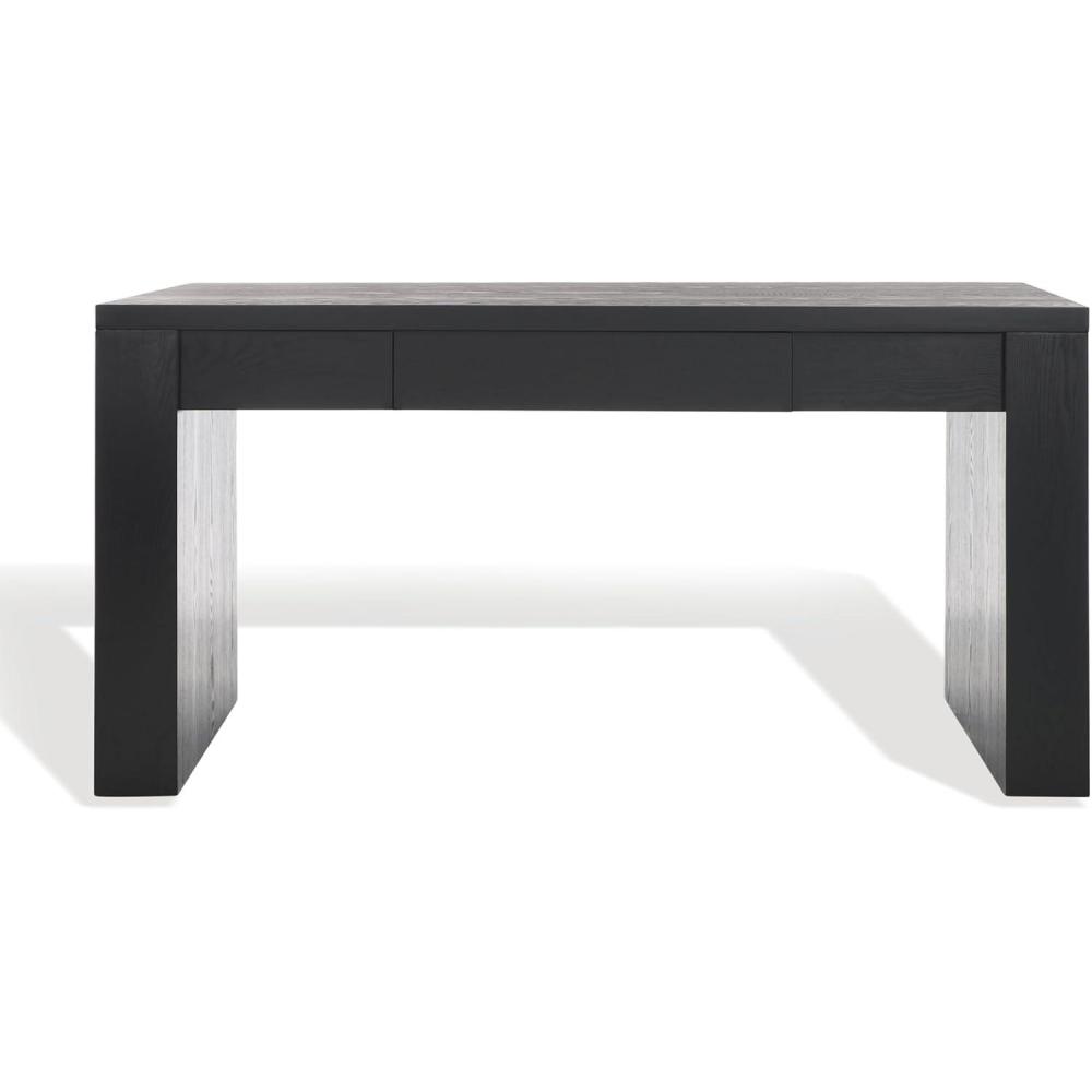 image:imageSAFAVIEH Couture Collection Deborah Black Elm Wood Desk Modern Writing Table with Drawer Storage SFV2313BBlack