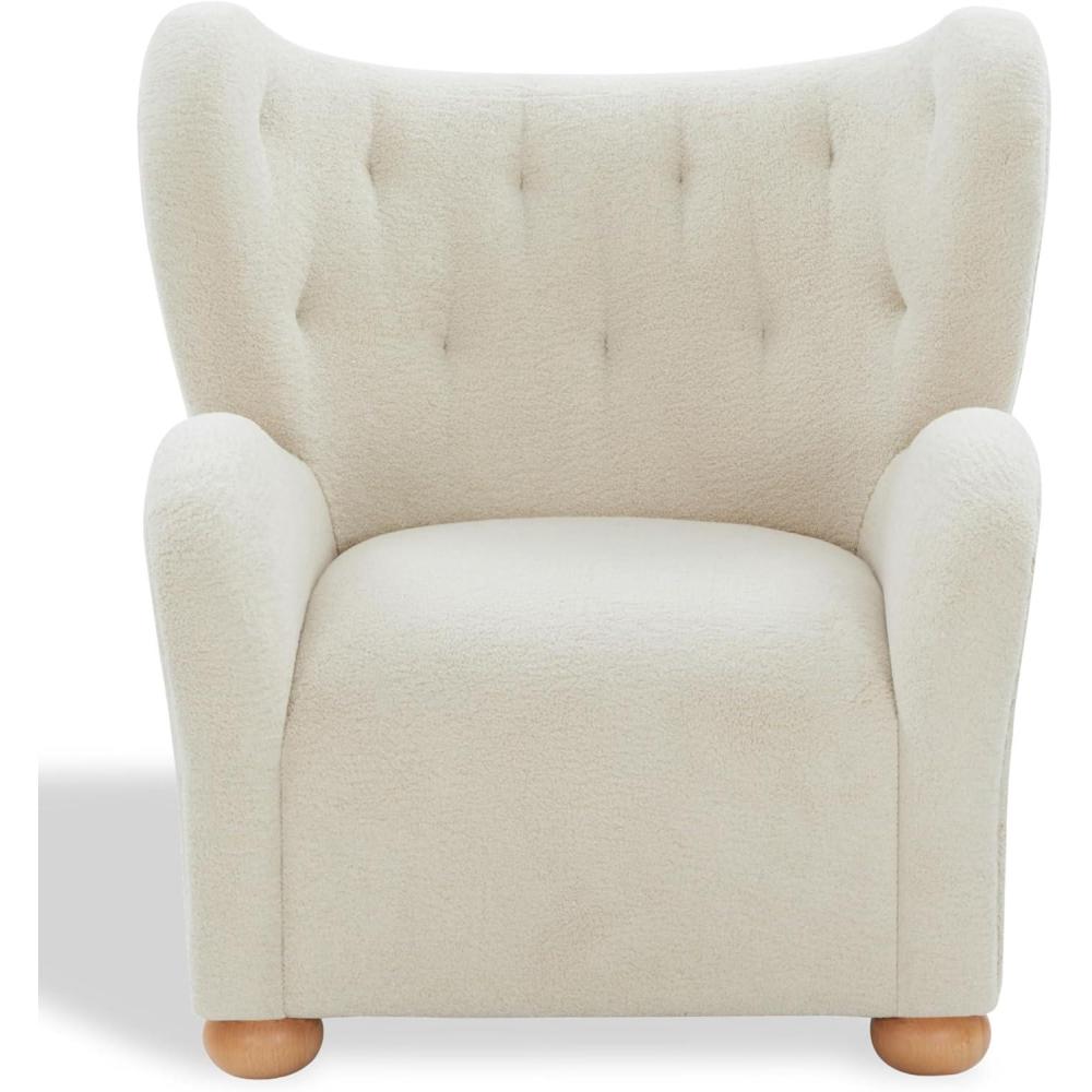 image:imageSAFAVIEH Couture Collection Galloway Taupe Chenille Wingback Accent Chair Upholstered Lounge Seating SFV5139EBeigeNatural