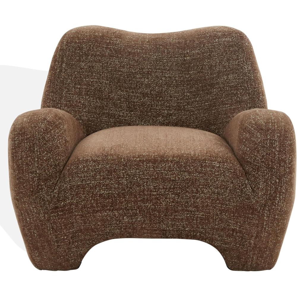 image:imageSAFAVIEH Couture Collection Randal Light Brown Chenille Accent Chair Modern Sculptural Lounge Seating Fully Assembled SFV4878ADark Brown
