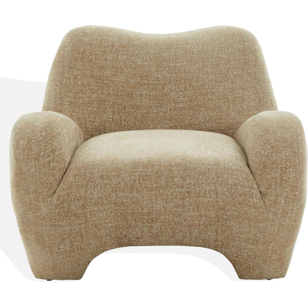 image:imageSAFAVIEH Couture Collection  Randal Light Brown Chenille Accent Chair Modern Sculptural Lounge Seating Fully Assembled SFV4878ALight Brown Chenille
