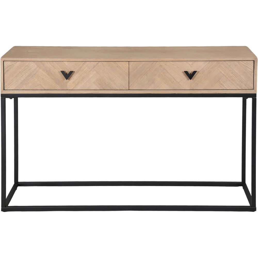 image:imageSAFAVIEH Couture Collection  Sherriandra Walnut amp Black Metal Console Table with 2 Drawers Modern Accent SFV3010BNaturalBlack