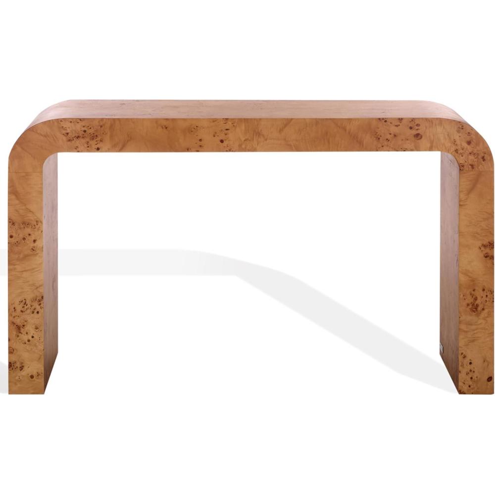 image:imageSAFAVIEH Couture Collection Tessly Walnut Burl Veneer Console Table Curved Waterfall Design Fully Assembled SFV5550AWalnut Burl