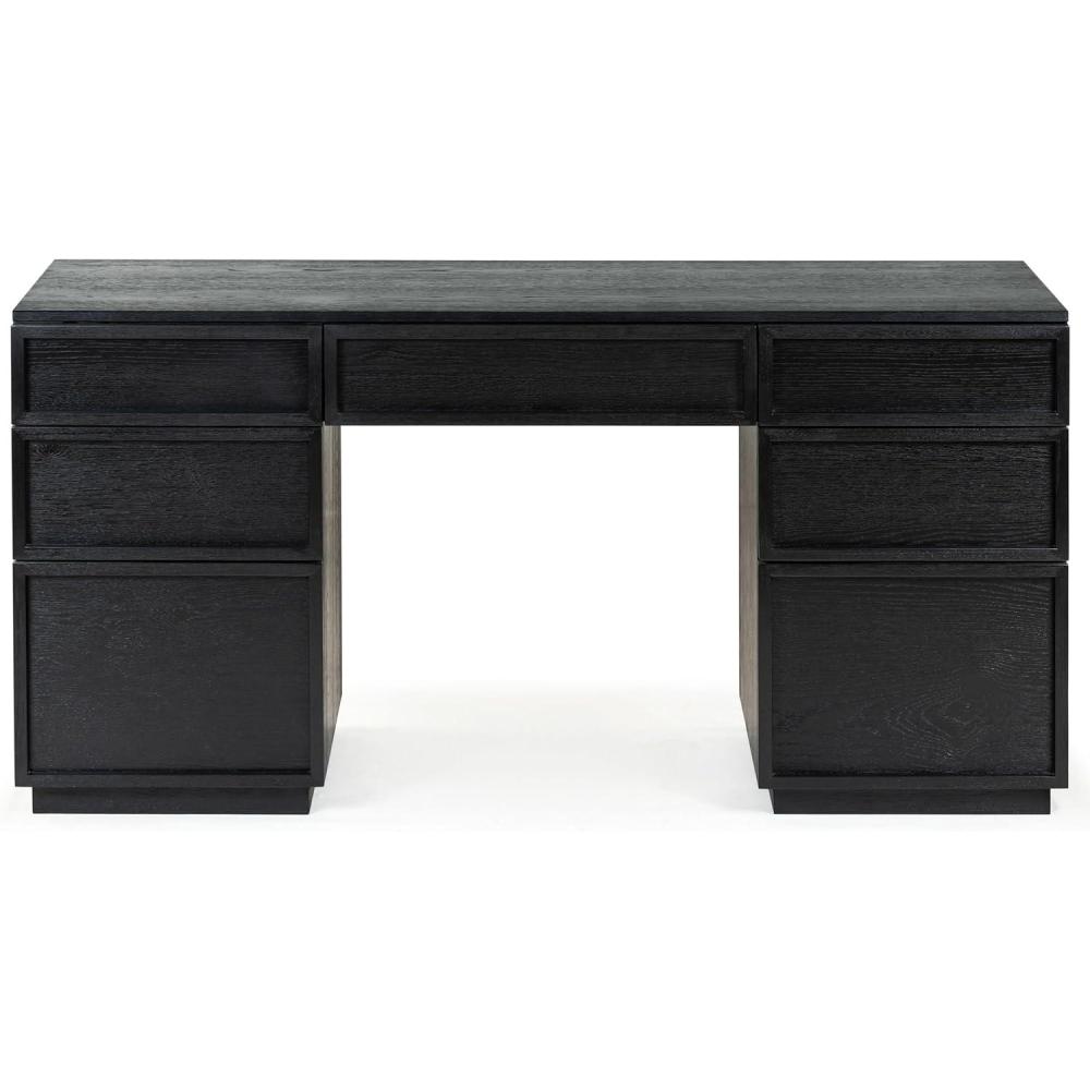 image:imageSAFAVIEH Couture Collection Zeus Black Wood 7Drawer Desk Modern Storage Writing Table SFV4220CBlack