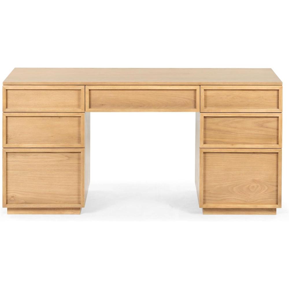 image:imageSAFAVIEH Couture Collection Zeus Black Wood 7Drawer Desk Modern Storage Writing Table SFV4220CNatural