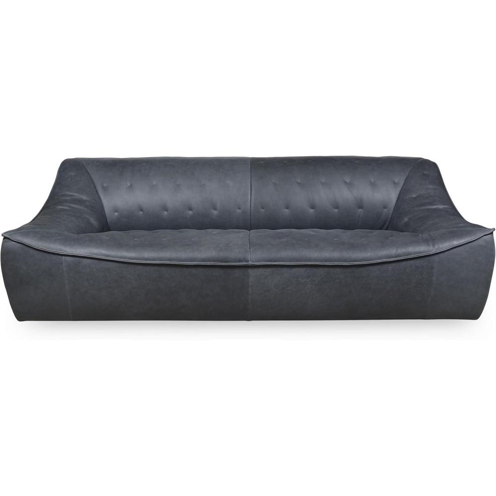 image:imageSAFAVIEH Couture Collection Agitha Modern Dark Grey Italian Leather Tufted Sofa Couch Fully AssembledDark Grey