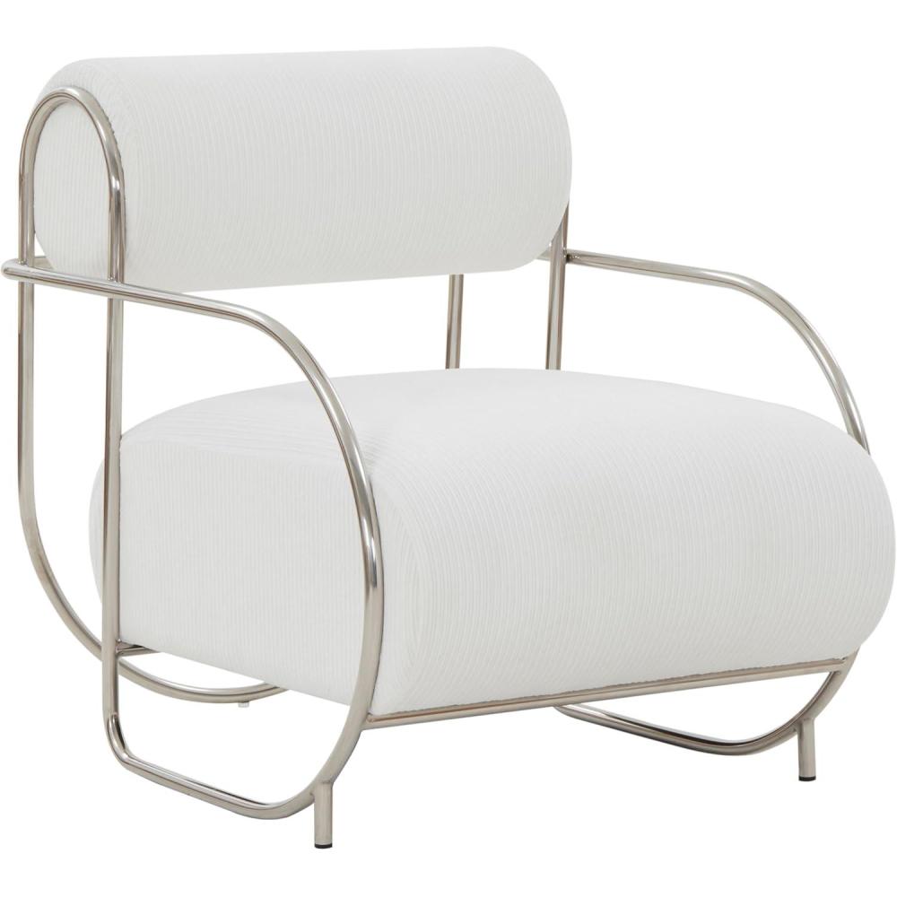 image:imageSAFAVIEH Couture Collection Bethann White CorduroySilver Metal Frame Accent Chair Fully Assembled