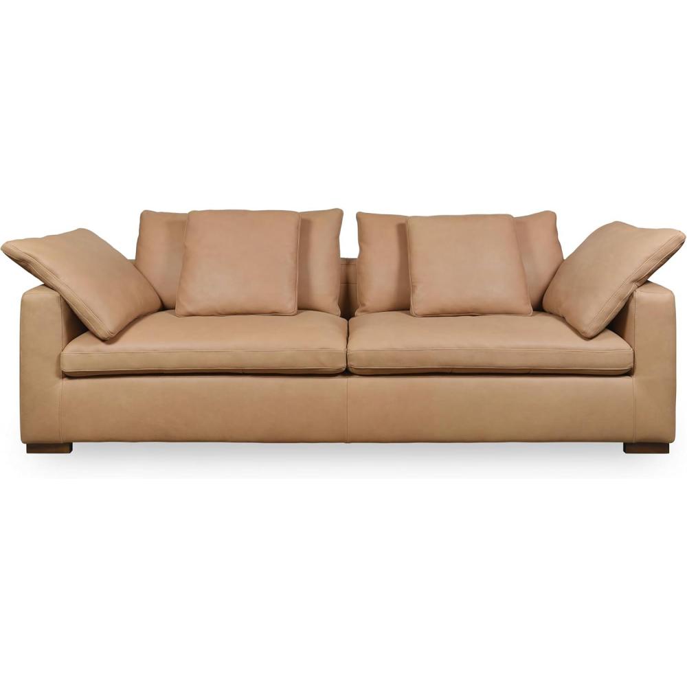 image:imageSAFAVIEH Couture Collection Blanca Brown Italian Leather Sofa Couch Fully AssembledBrown