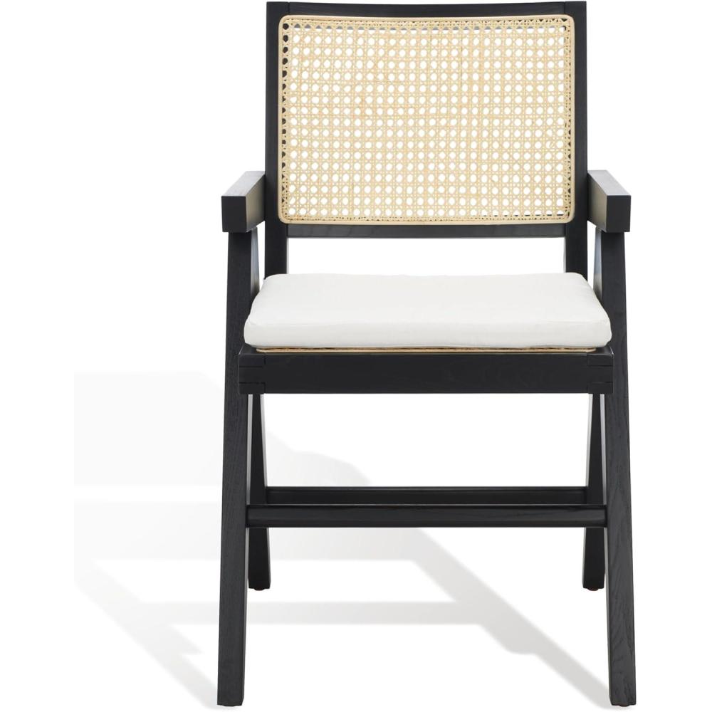 image:imageSAFAVIEH Couture Collection Colette Tropical Coastal Natural Solid Wood Rattan ArmchairBlackNatural