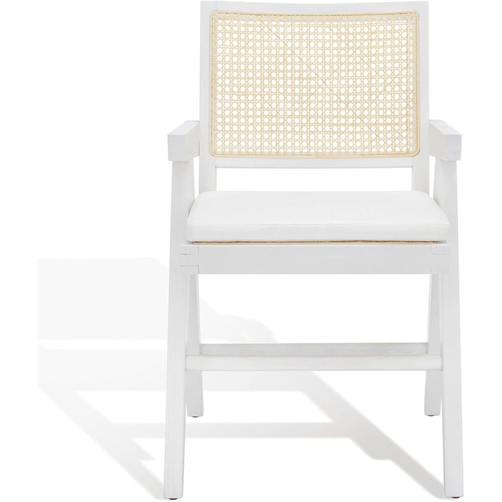 image:imageSAFAVIEH Couture Collection Colette Tropical Coastal Natural Solid Wood Rattan ArmchairWhiteNatural