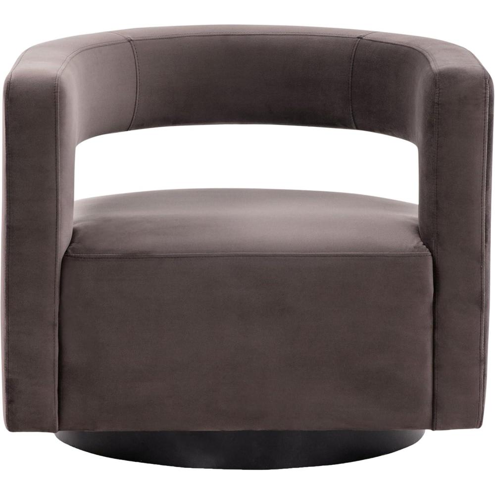 image:imageSAFAVIEH Couture Collection Edgar Ivory BoucleBlack Swivel Chair Fully AssembledDark Brown