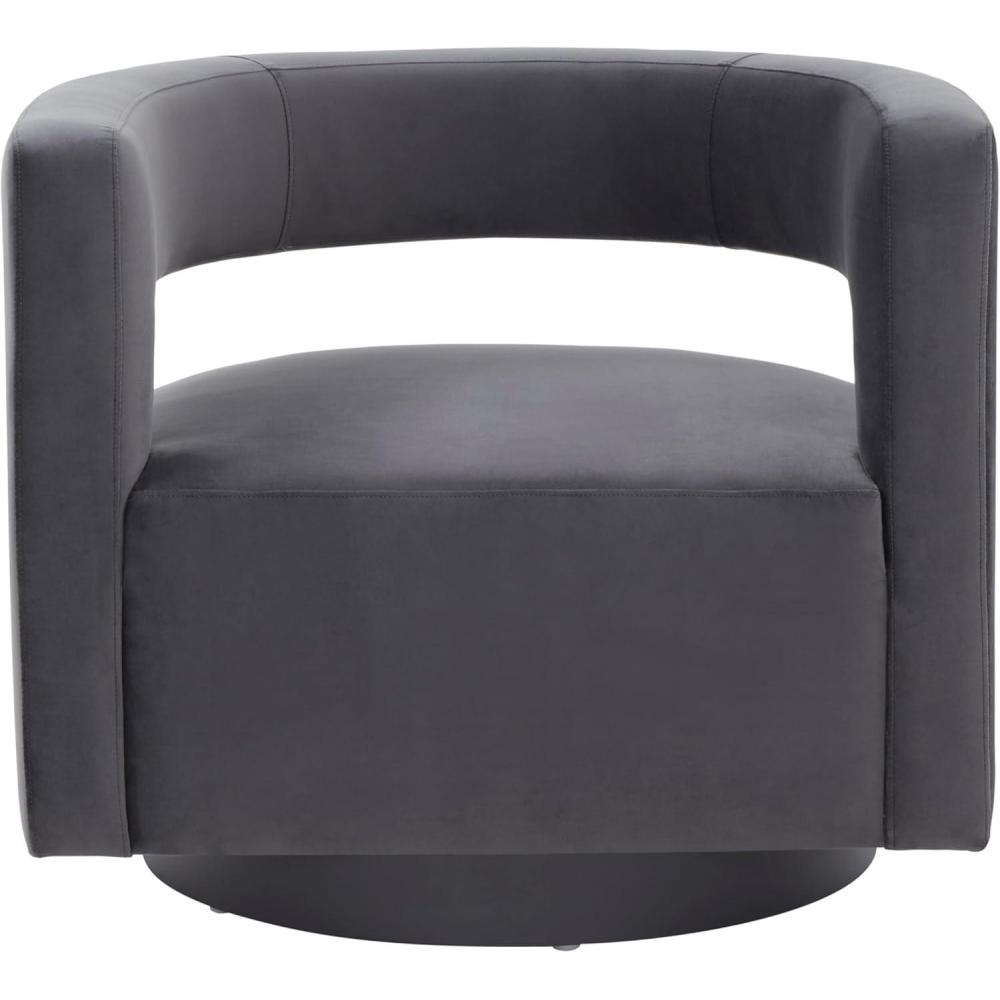 image:imageSAFAVIEH Couture Collection Edgar Ivory BoucleBlack Swivel Chair Fully AssembledDark GreyBlack