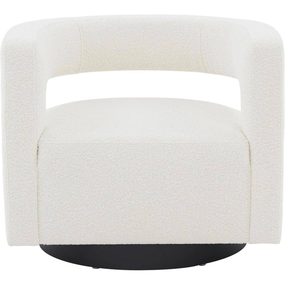 image:imageSAFAVIEH Couture Collection Edgar Ivory BoucleBlack Swivel Chair Fully AssembledIvoryBlack