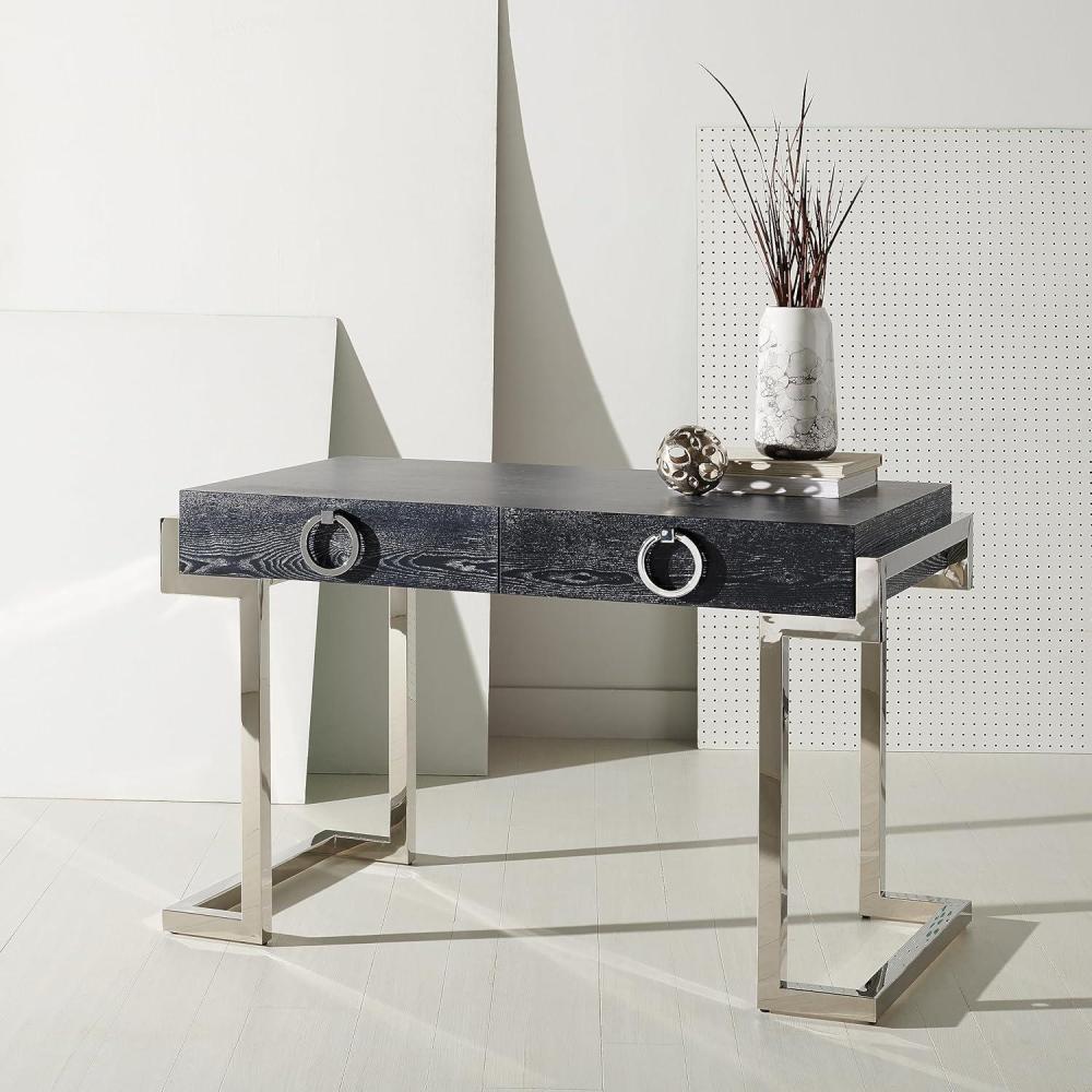 image:imageSAFAVIEH Couture Collection Maia Black Cerused Oak 2Drawer Home Office Writing DeskBlack Ceruse Oak