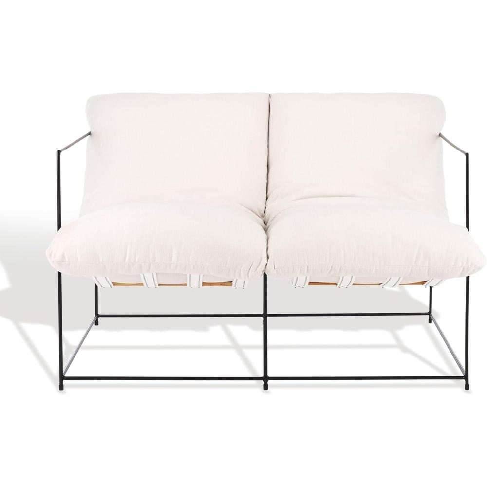 image:imageSAFAVIEH Couture Collection Portland IvoryBlack Pillow Top Sofa Fully Assembled