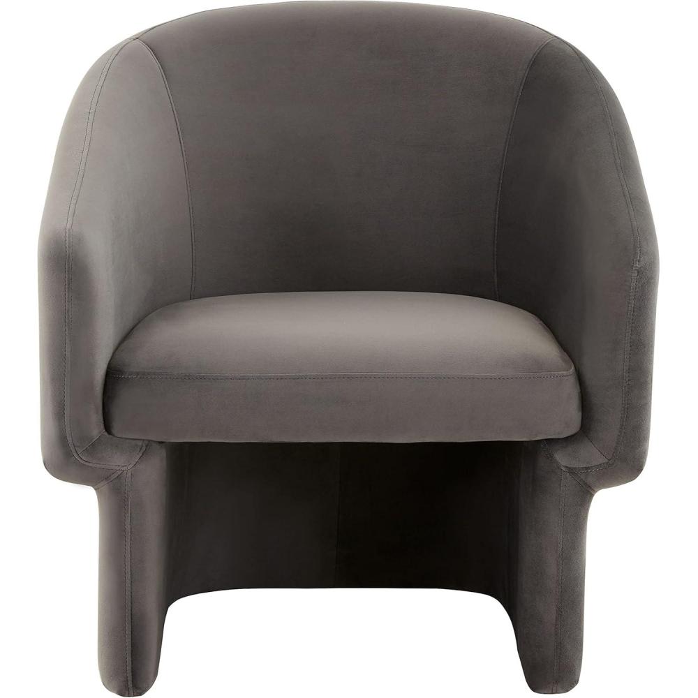 image:imageSAFAVIEH Couture Collection Susie Navy Velvet Barrel Back Accent Chair Fully AssembledDark Grey