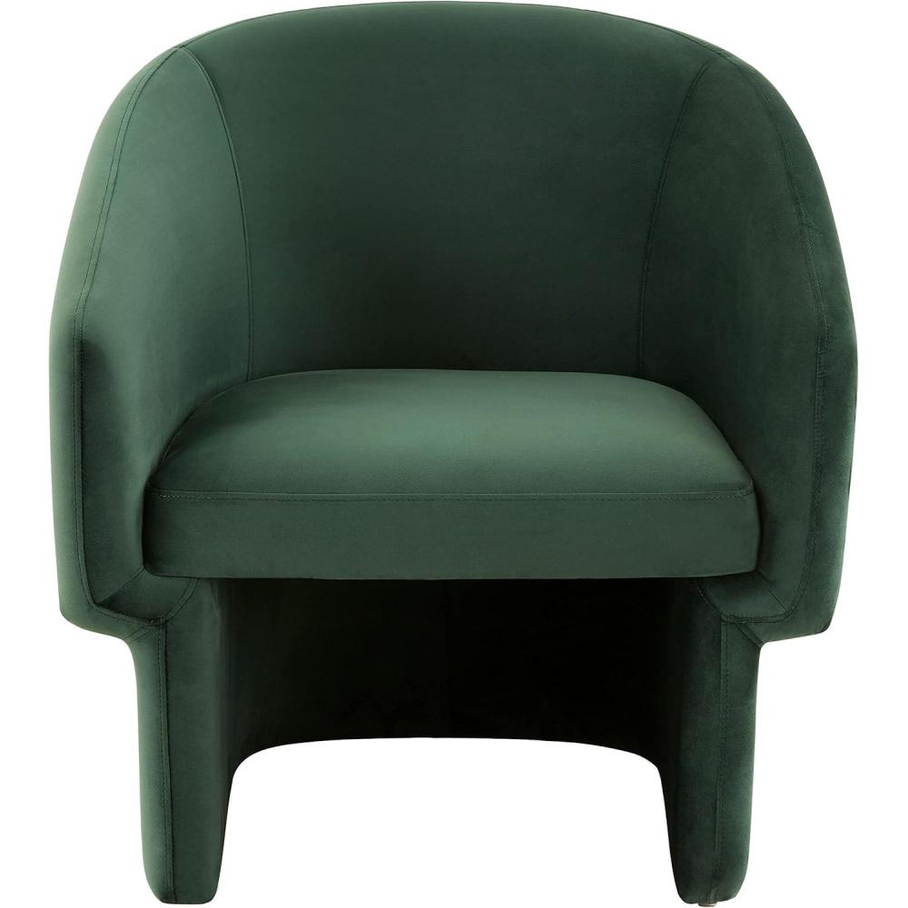 image:imageSAFAVIEH Couture Collection Susie Navy Velvet Barrel Back Accent Chair Fully AssembledForest Green