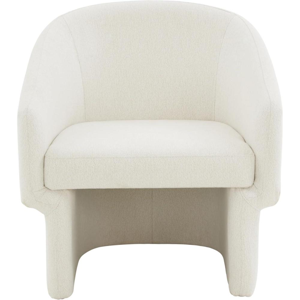 image:imageSAFAVIEH Couture Collection Susie Navy Velvet Barrel Back Accent Chair Fully AssembledIvory