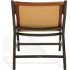 SAFAVIEH Couture Collection – Alanarose Tan & Natural Solid Teak Wood Accent Chair, Modern Sling Style, Leather Seat, Fully Assembled (SFV1903D)(Brown/Walnut)