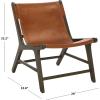 SAFAVIEH Couture Collection – Alanarose Tan & Natural Solid Teak Wood Accent Chair, Modern Sling Style, Leather Seat, Fully Assembled (SFV1903D)(Brown/Walnut)