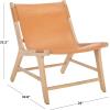 SAFAVIEH Couture Collection – Alanarose Tan & Natural Solid Teak Wood Accent Chair, Modern Sling Style, Leather Seat, Fully Assembled (SFV1903D)(Tan/Natural)