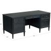 SAFAVIEH Couture Collection – Ariella Black Oak Wood 5-Drawer Desk, Modern Storage Writing Table with Iron Accents (SFV4223A)(Black)