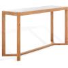 SAFAVIEH Couture Collection – Bernardi Walnut & Brown Marble Top Console Table with Solid Wood Base, Modern Accent Entryway Table (SFV9745B)(Natural/White)