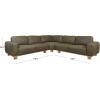 SAFAVIEH Couture Collection – Ellyn Dark Olive Top Grain Leather L-Shaped Sectional, Corner Sofa with Wood Base (SFV2411A)(Dark Olive)