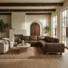 SAFAVIEH Couture Collection – Ellyn Dark Olive Top Grain Leather L-Shaped Sectional, Corner Sofa with Wood Base (SFV2411A)(Dark Olive)