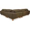 SAFAVIEH Couture Collection – Ellyn Dark Olive Top Grain Leather L-Shaped Sectional, Corner Sofa with Wood Base (SFV2411A)(Dark Olive)