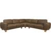 SAFAVIEH Couture Collection – Ellyn Dark Olive Top Grain Leather L-Shaped Sectional, Corner Sofa with Wood Base (SFV2411A)(Dark Olive)