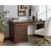 SAFAVIEH Couture Collection – Francesco Walnut Wood 4-Drawer Desk with Brass Accents, Modern Writing Table with Storage (SFV4239A)(Walnut/Brass)