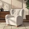 SAFAVIEH Couture Collection – Galloway Taupe Chenille Wingback Accent Chair, Upholstered Lounge Seating (SFV5139E)(Beige/Natural)