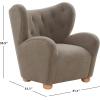 SAFAVIEH Couture Collection – Galloway Taupe Chenille Wingback Accent Chair, Upholstered Lounge Seating (SFV5139E)(Brown/Natural)