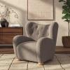SAFAVIEH Couture Collection – Galloway Taupe Chenille Wingback Accent Chair, Upholstered Lounge Seating (SFV5139E)(Brown/Natural)