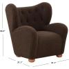 SAFAVIEH Couture Collection – Galloway Taupe Chenille Wingback Accent Chair, Upholstered Lounge Seating (SFV5139E)(Dark Brown/Natural)
