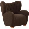 SAFAVIEH Couture Collection – Galloway Taupe Chenille Wingback Accent Chair, Upholstered Lounge Seating (SFV5139E)(Dark Brown/Natural)