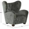 SAFAVIEH Couture Collection – Galloway Taupe Chenille Wingback Accent Chair, Upholstered Lounge Seating (SFV5139E)(Dark Green/Walnut)