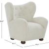 SAFAVIEH Couture Collection – Galloway Taupe Chenille Wingback Accent Chair, Upholstered Lounge Seating (SFV5139E)(Taupe/Walnut)